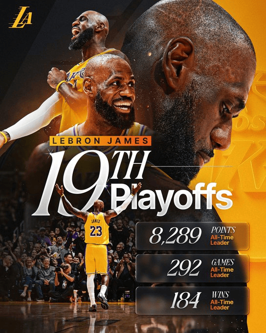 詹姆斯季后赛19次创历史纪录 竞技成就超越传奇